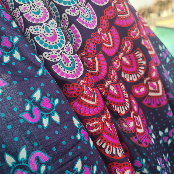 Purple Peacock Flower Rayon Sarong
