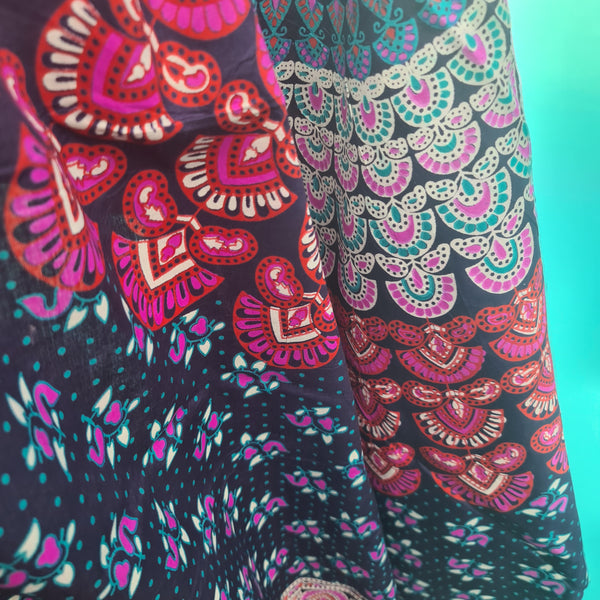 Purple Peacock Flower Rayon Sarong
