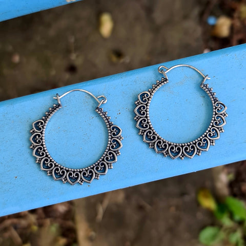 White Brass Tribal Heart Earring Clasps