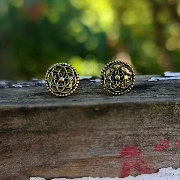 Flower of Life Brass Studs