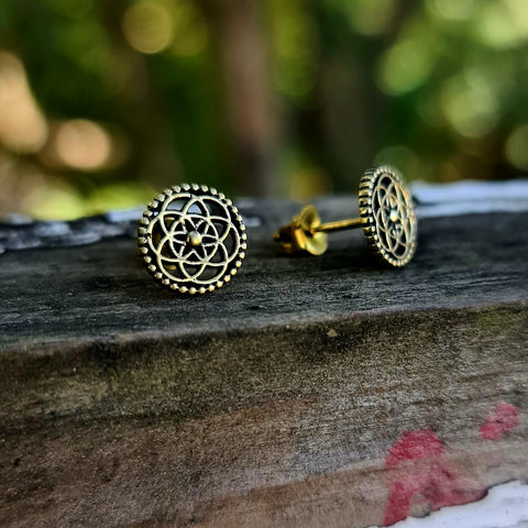 Flower of Life Brass Studs
