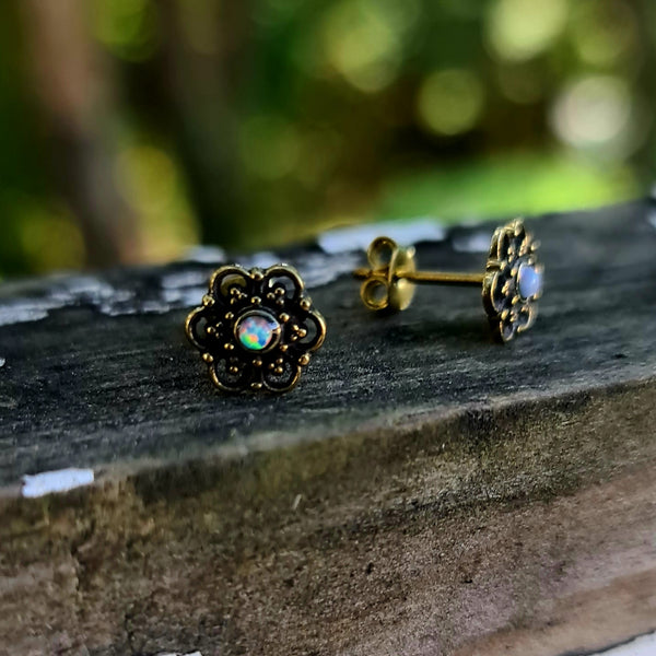 Flower Studs with opal stone