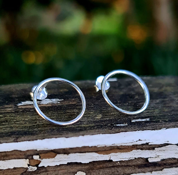 2 in 1 Open Circle Sterling Silver Jacket Stud Earrings