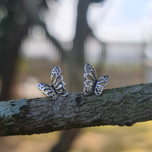 Sterling Silver Butterfly Stud Earrings