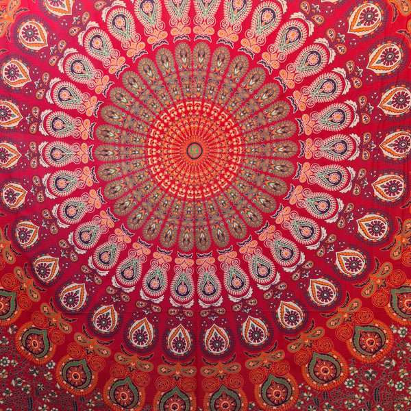 Red Blaze Queen Mandala Throw