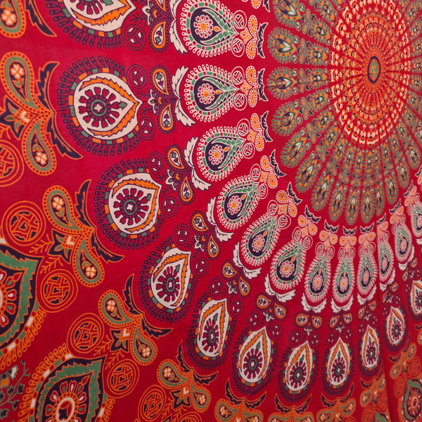 Red Blaze Queen Mandala Throw