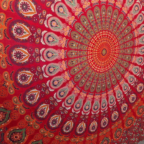 Red Blaze Queen Mandala Throw