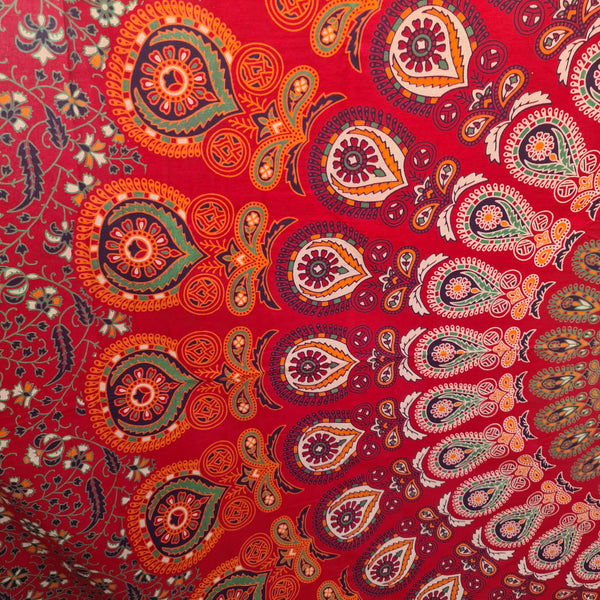 Red Blaze Queen Mandala Throw
