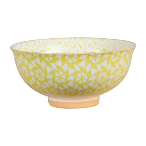 Yellow Pinwheel Pattern Ceramic Bowl