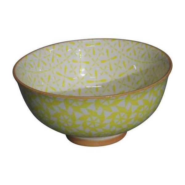 Yellow Pinwheel Pattern Ceramic Bowl