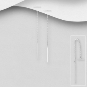 Sterling Silver Thread Bar Earrings