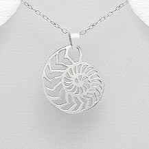 Ammonite Fossil Sterling Silver Pendant