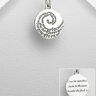Sterling Silver Ocean Message Pendant