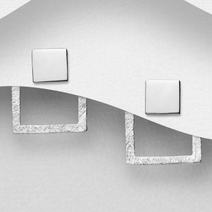 2 in 1 Matt Square Sterling Silver Jacket Stud Earrings