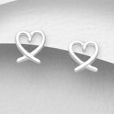 Sterling Silver Heart Stud Earrings