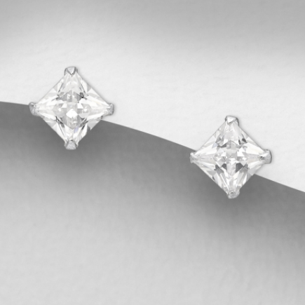 CZ Stud Earrings - 4mm Square