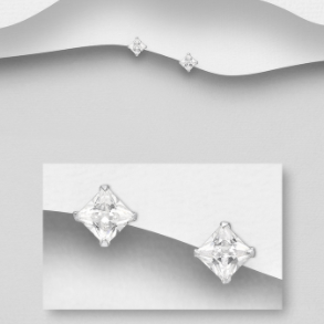 CZ Stud Earrings - 4mm Square