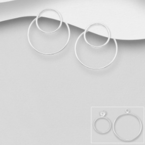 2 in 1 Open Circle Sterling Silver Jacket Stud Earrings