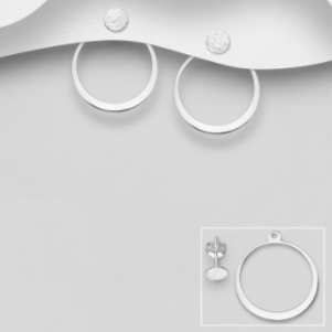 2 in 1 Matt Circle Sterling Silver Jacket Stud Earrings