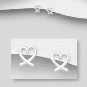 Sterling Silver Heart Stud Earrings