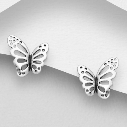 Sterling Silver Butterfly Stud Earrings