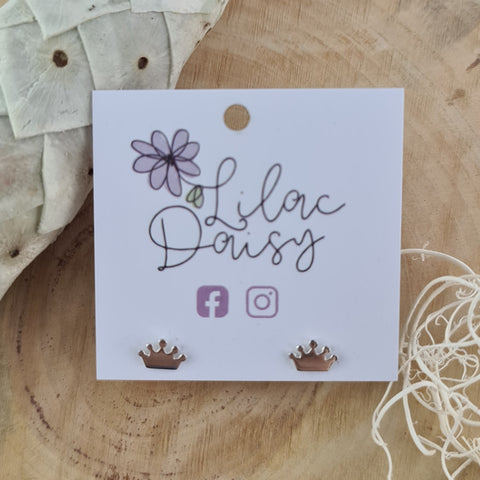Sterling Silver Crown Stud Earrings