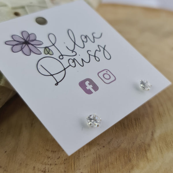 CZ Stud Earrings - 4mm Round