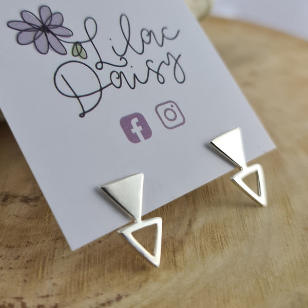 Triangle Sterling Silver Stud Earrings -Style 1