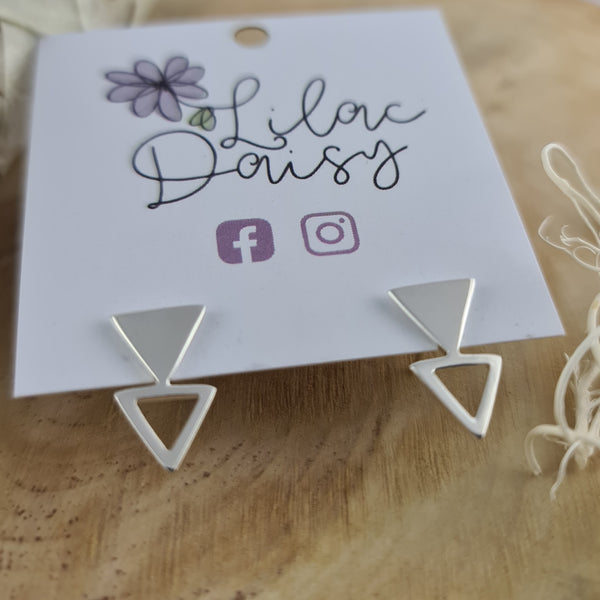 Triangle Sterling Silver Stud Earrings -Style 1