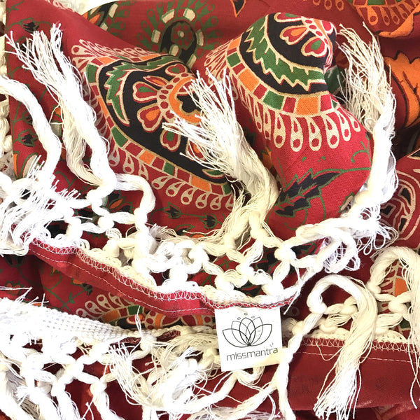 Red Blaze with White Tassel Fringe
