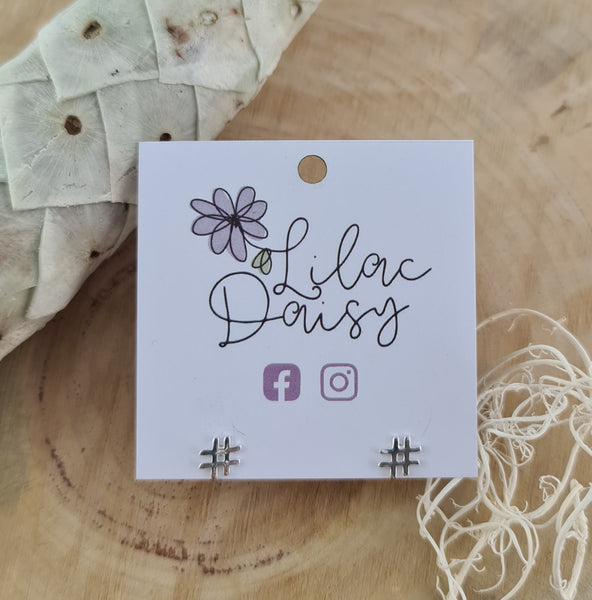 Hashtag - Sterling Silver Stud Earrings