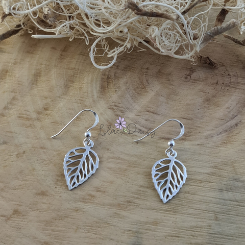 Sterling Silver Leaf Hook Earrings