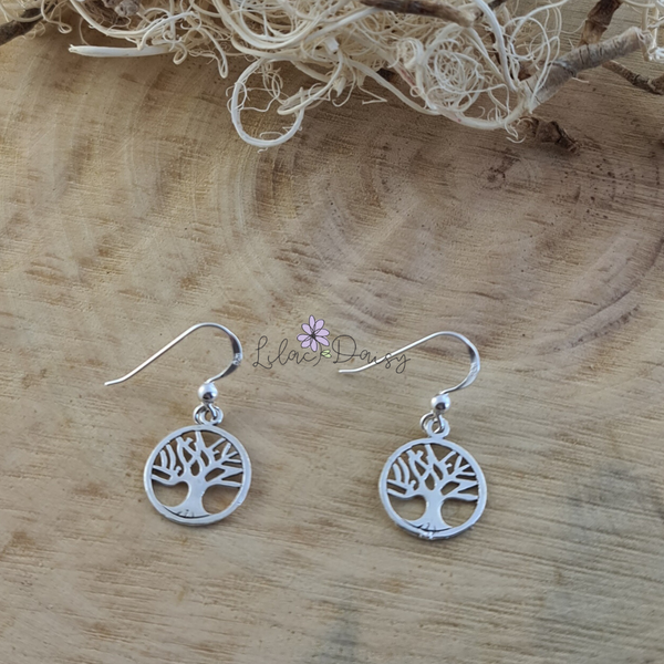 Sterling Silver Tree of Life Hook Earrings - Style 2