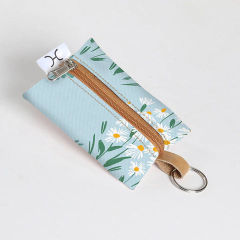 Key Ring Laminated Fabric - Crazy Daisy - Sage