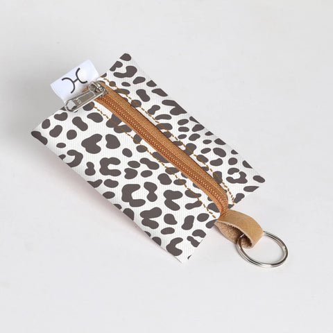 Key Ring Laminated Fabric - Cheetah - White