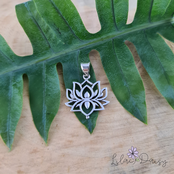 Oxidized Lotus Sterling Silver Pendant
