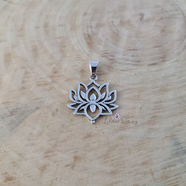 Oxidized Lotus Sterling Silver Pendant