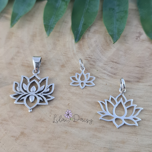 Oxidized Lotus Sterling Silver Pendant