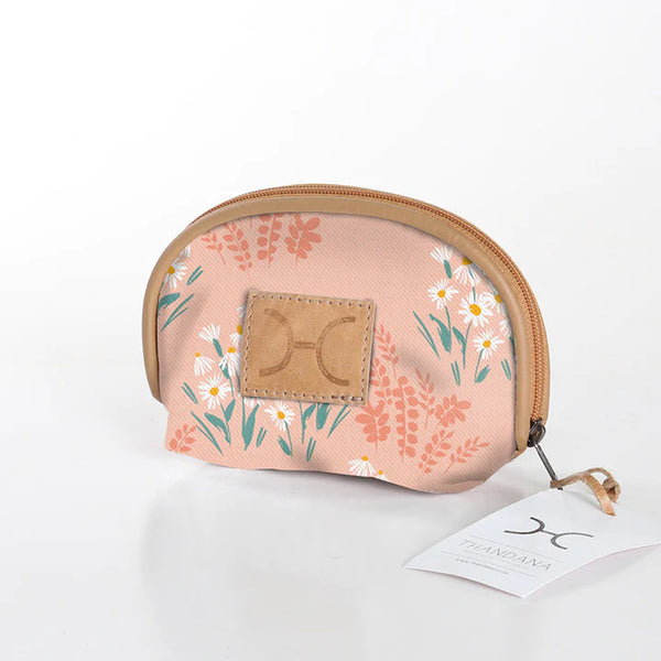 Makeup Bag Laminated Fabric - Crazy Daisy - Blush