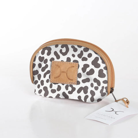 Makeup Bag Laminated Fabric - Cheetah - White