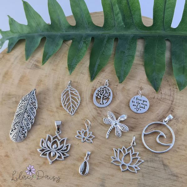 Oxidized Lotus Sterling Silver Pendant