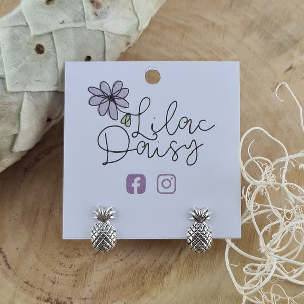 Pineapple Sterling Silver Stud Earrings