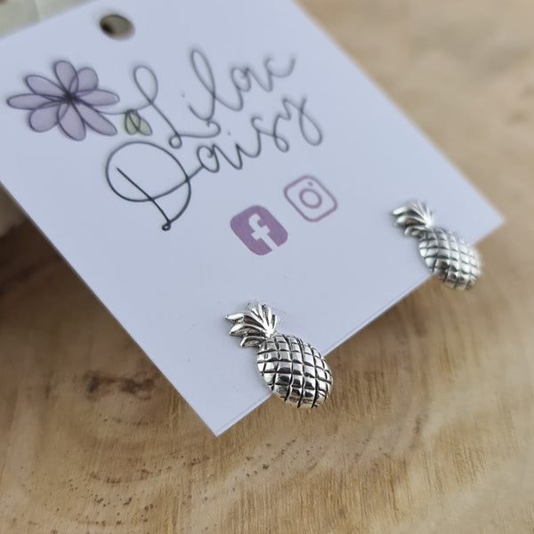 Pineapple Sterling Silver Stud Earrings