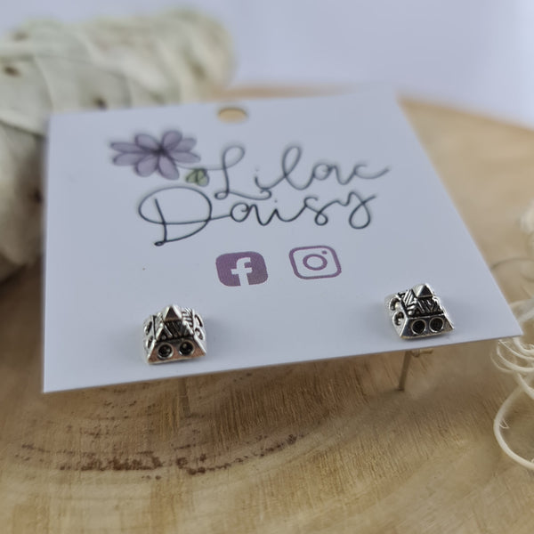 Pyramid Sterling Silver Stud Earrings