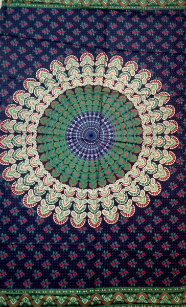 Blue Peacock Flower Rayon Sarong