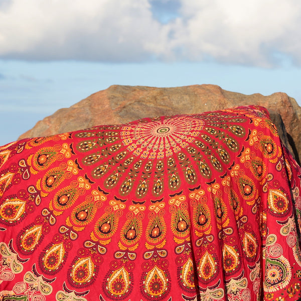 Red Blaze with White Tassel Fringe