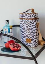 Wine Cooler Double Carry Bag - Laminated Fabric - Cheetah - Coral