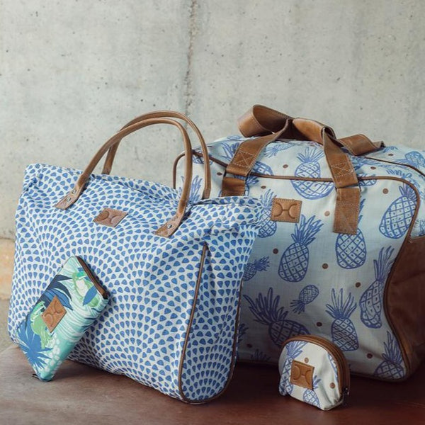 Makeup Bag Laminated Fabric - Scale Away with Me - Dazzling Blue