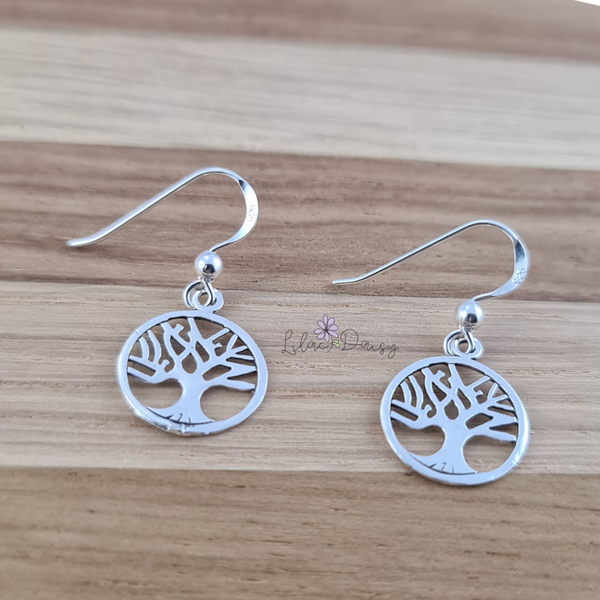 Sterling Silver Tree of Life Hook Earrings - Style 2