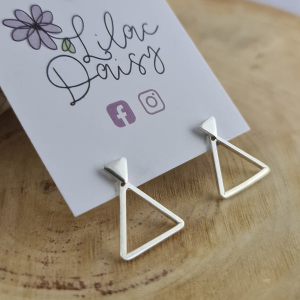 2 in 1 Triangle Sterling Silver Jacket Stud Earrings